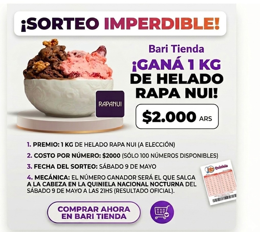 Sorteo Helado Rapa Nui 1kg