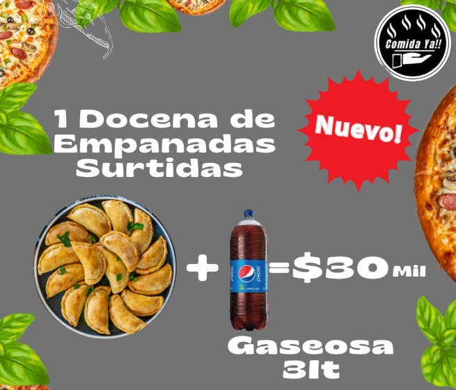 1 DOCENA DE EMPANADAS + GASEOSA GRANDE